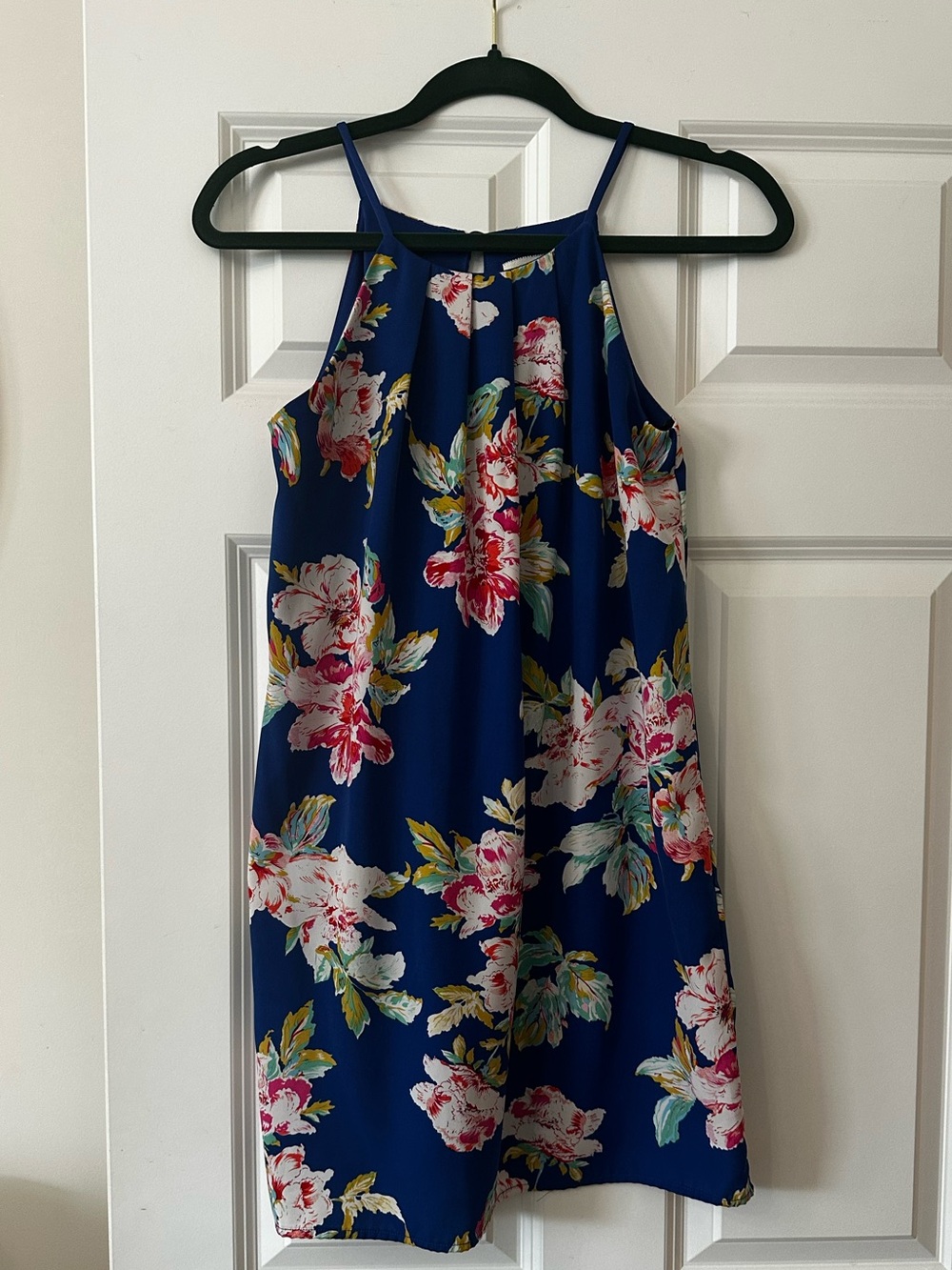 Monteau Royal Blue Floral High Neck Dress